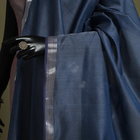 Blue - handloom silk cotton maheshwari dupatta 04