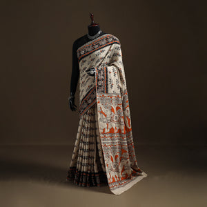 Kalamkari Printed Pure Mul Cotton Saree 13
