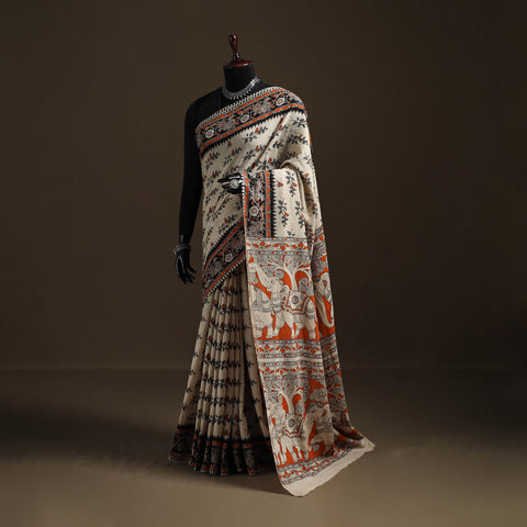 Kalamkari Printed Pure Mul Cotton Saree 13
