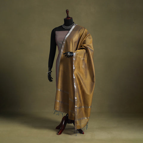 Brown - handloom silk cotton maheshwari dupatta 05