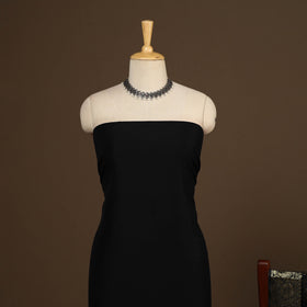 Black - 2pc slub silk unstitched plain dress material