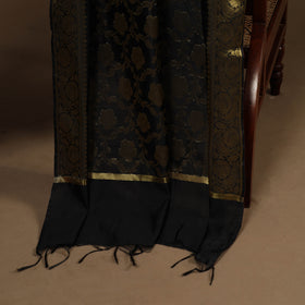 Black - 2pc slub silk unstitched plain dress material