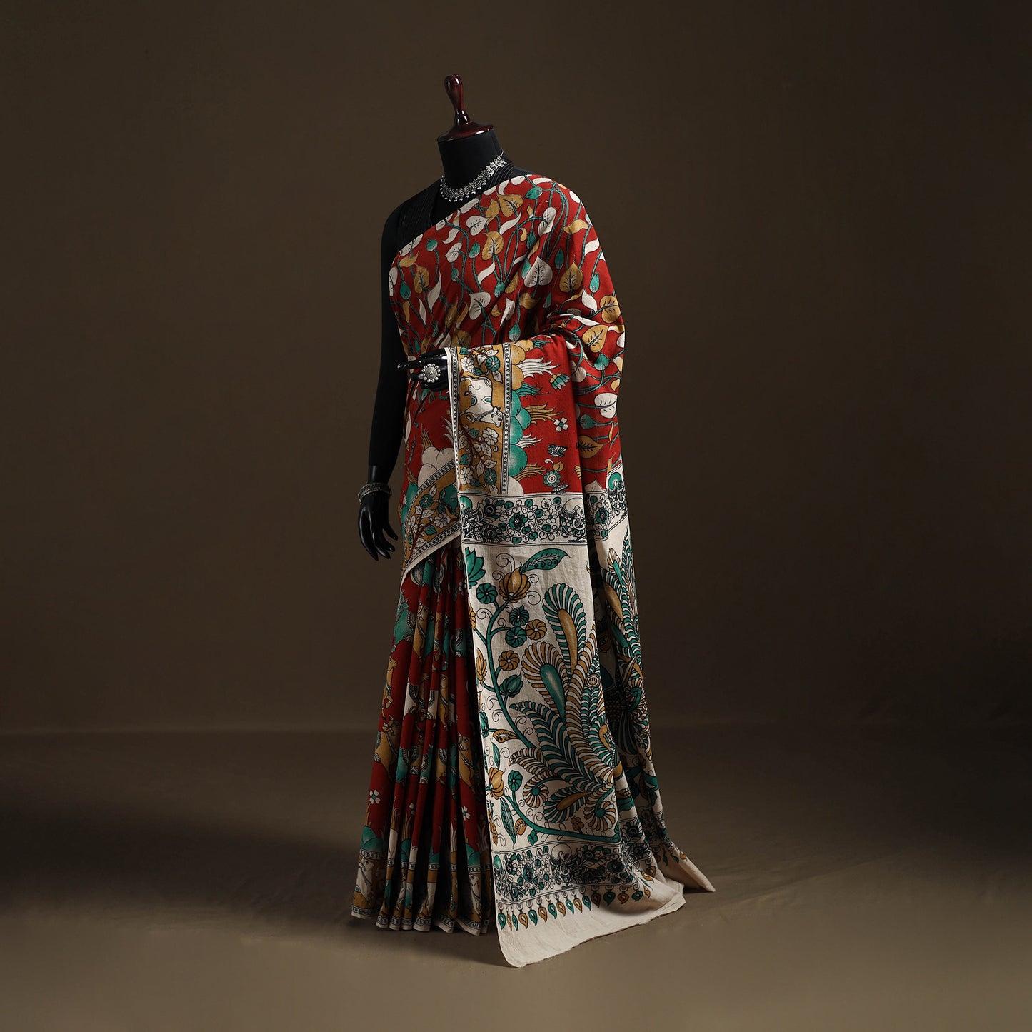 Kalamkari Printed Pure Mul Cotton Saree 14