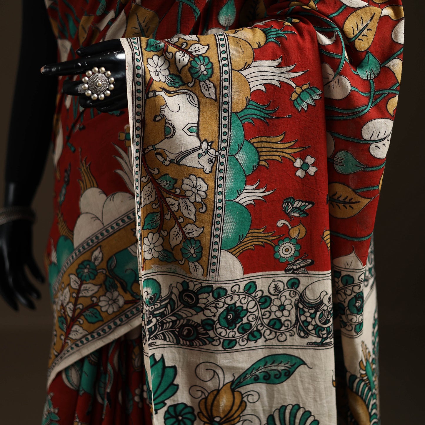 Kalamkari Printed Pure Mul Cotton Saree 14