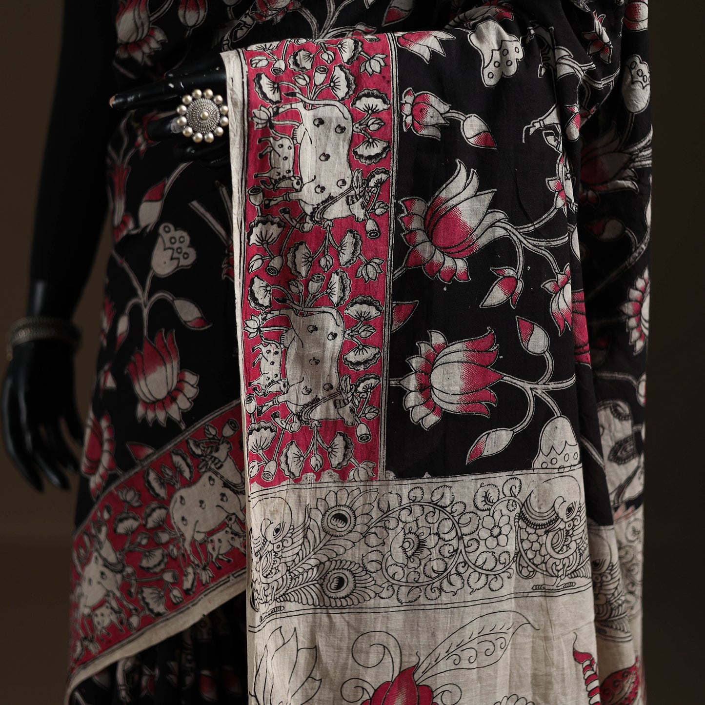 Kalamkari Printed Pure Mul Cotton Saree 15