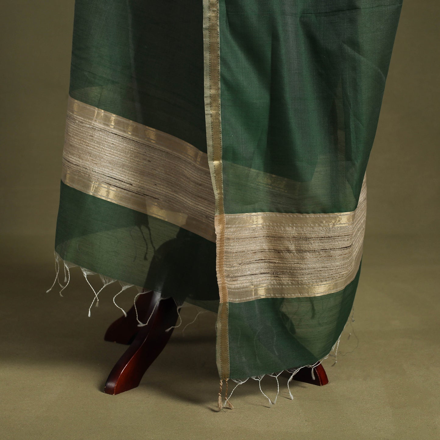 Green - handloom silk cotton maheshwari dupatta 30