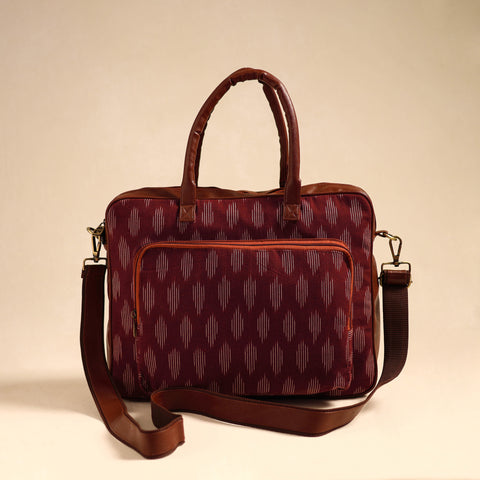 Maroon - Handmade Pochampally Ikat Laptop Bag 04