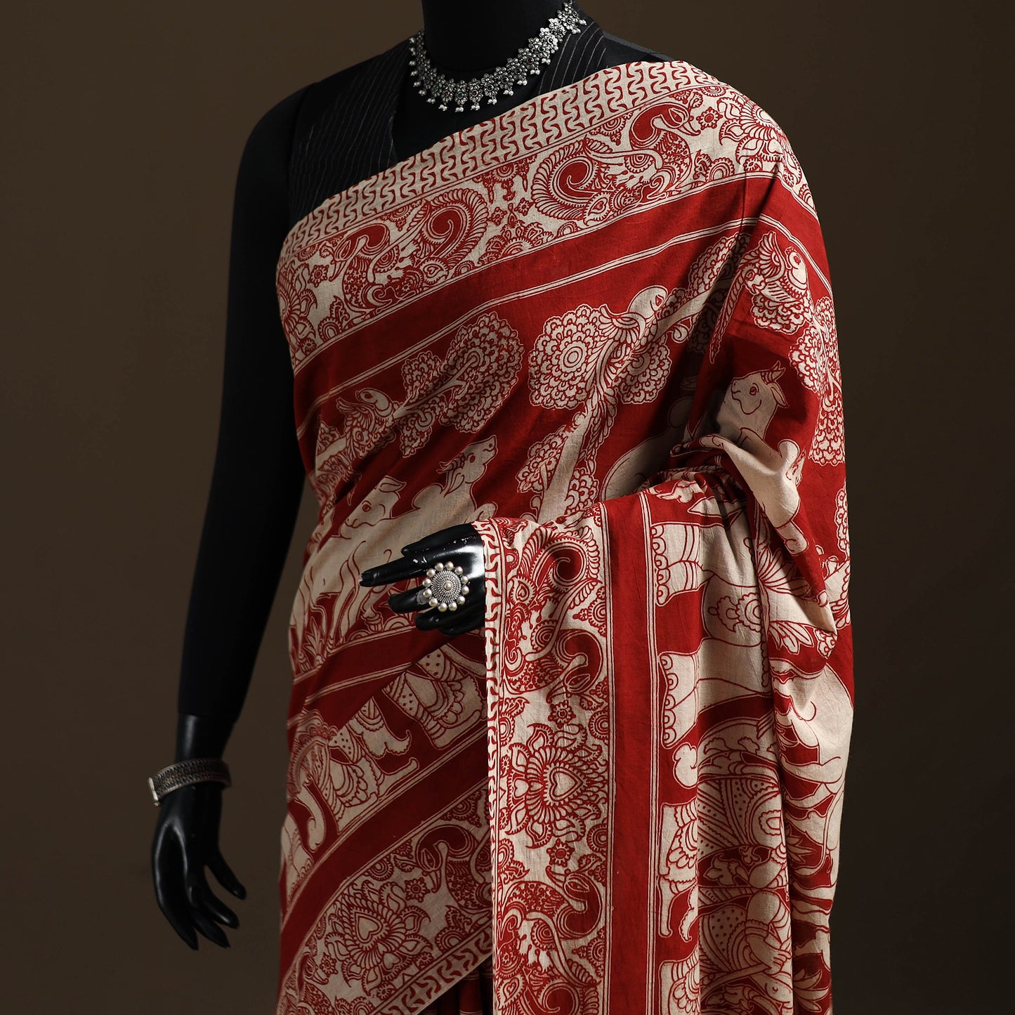 Kalamkari Printed Pure Mul Cotton Saree 17