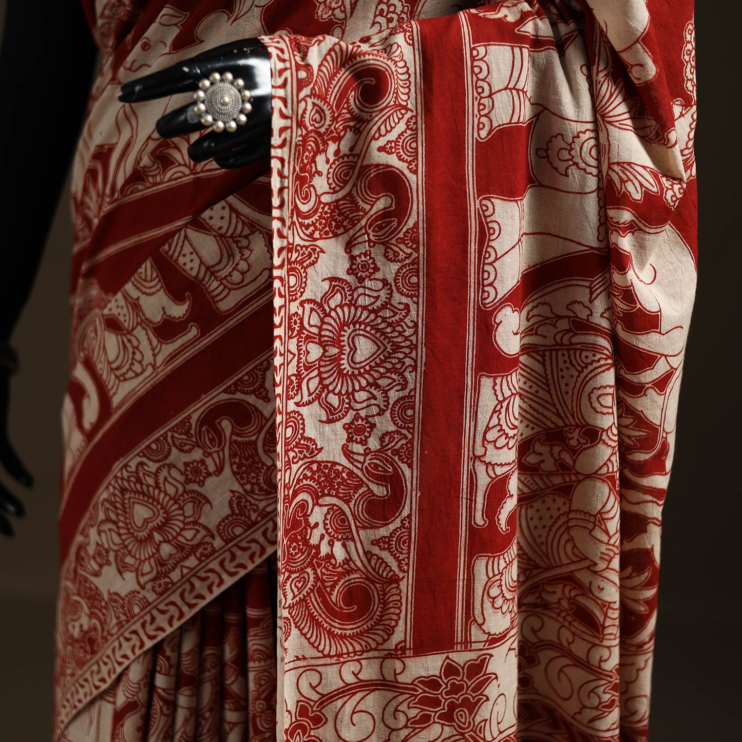 Kalamkari Printed Pure Mul Cotton Saree 17