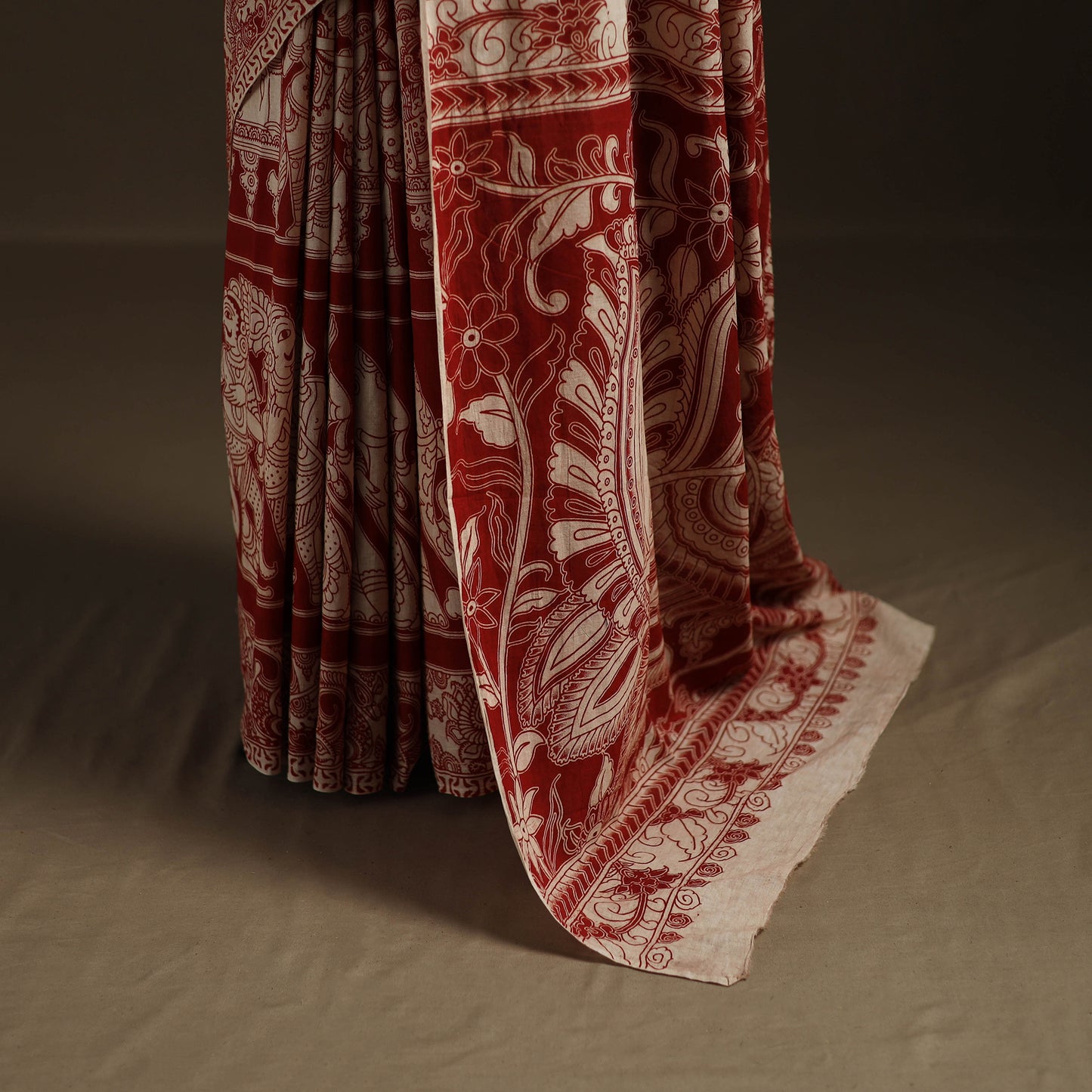 Kalamkari Printed Pure Mul Cotton Saree 17