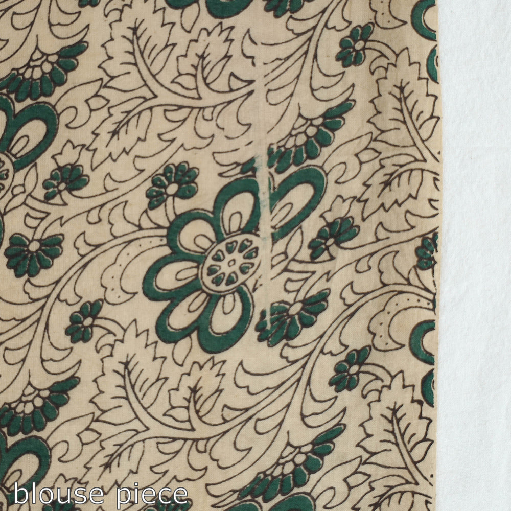 Green - Kalamkari Printed Cotton Saree with Blouse Piece 38