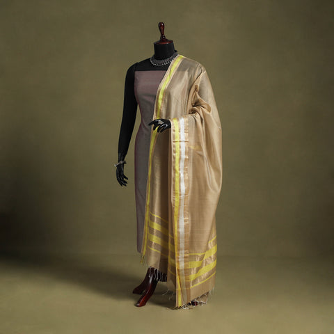 Brown - handloom silk cotton maheshwari dupatta 09