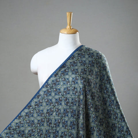 Blue - Modal Silk Ajrakh Print Fabric 05