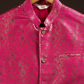 Pink - semi silk meena buti brocade banarasi men nehru