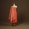 Orange - 2pc slub silk unstitched plain dress material