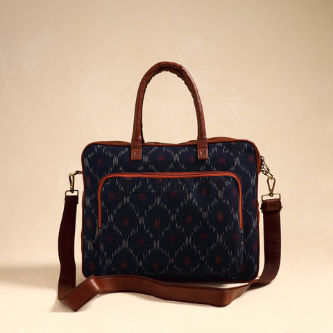 Blue - Handmade Pochampally Ikat Laptop Bag 09