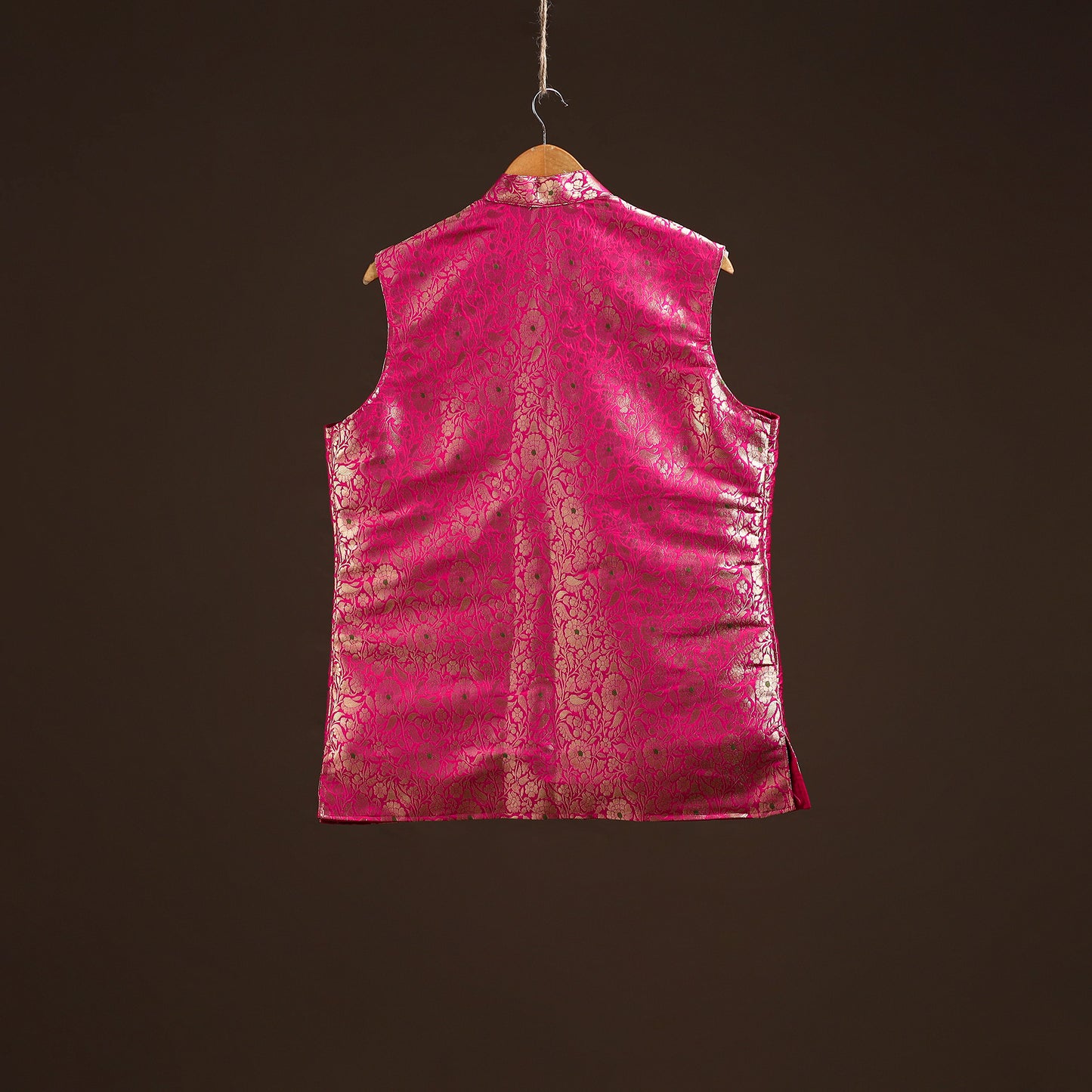 Pink - semi silk meena buti brocade banarasi men nehru