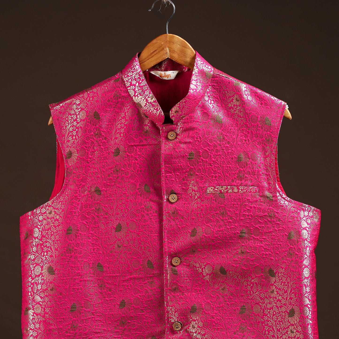 Pink - semi silk meena buti brocade banarasi men nehru