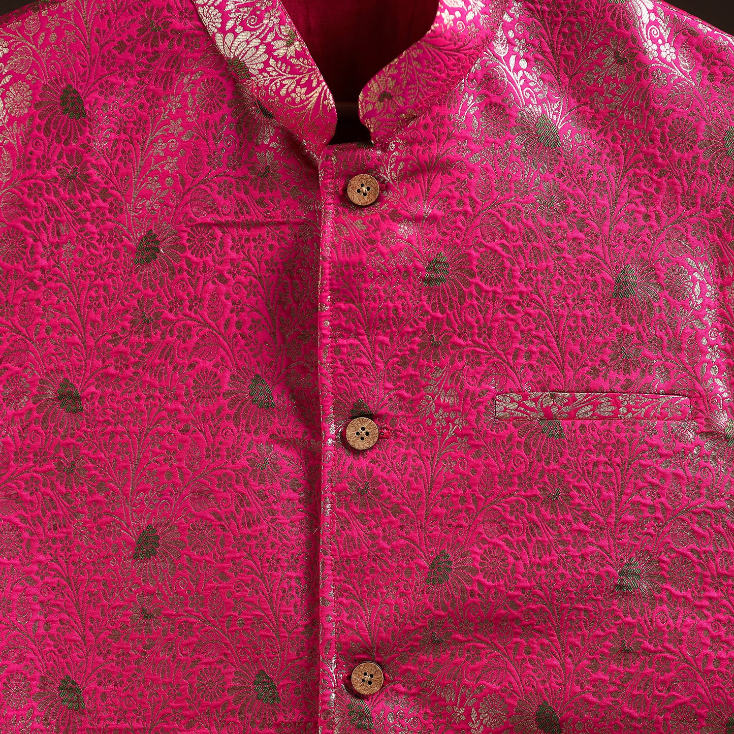 Pink - semi silk meena buti brocade banarasi men nehru