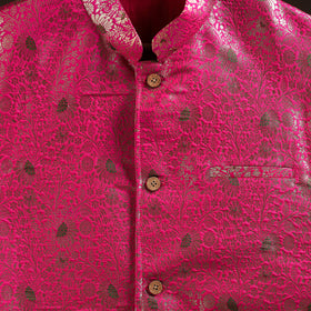 Pink - semi silk meena buti brocade banarasi men nehru