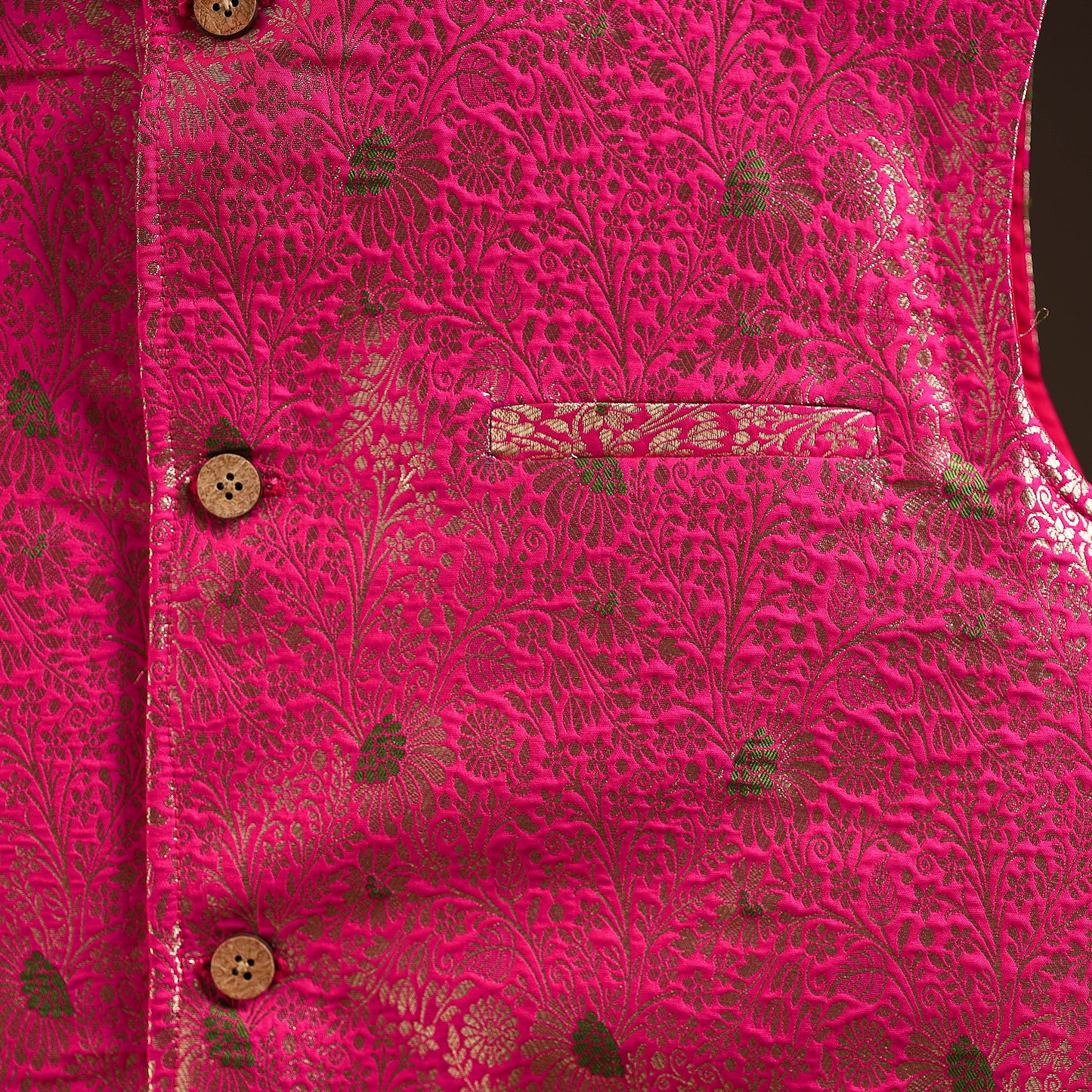 Pink - semi silk meena buti brocade banarasi men nehru