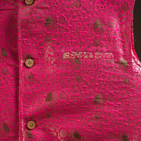 Pink - semi silk meena buti brocade banarasi men nehru