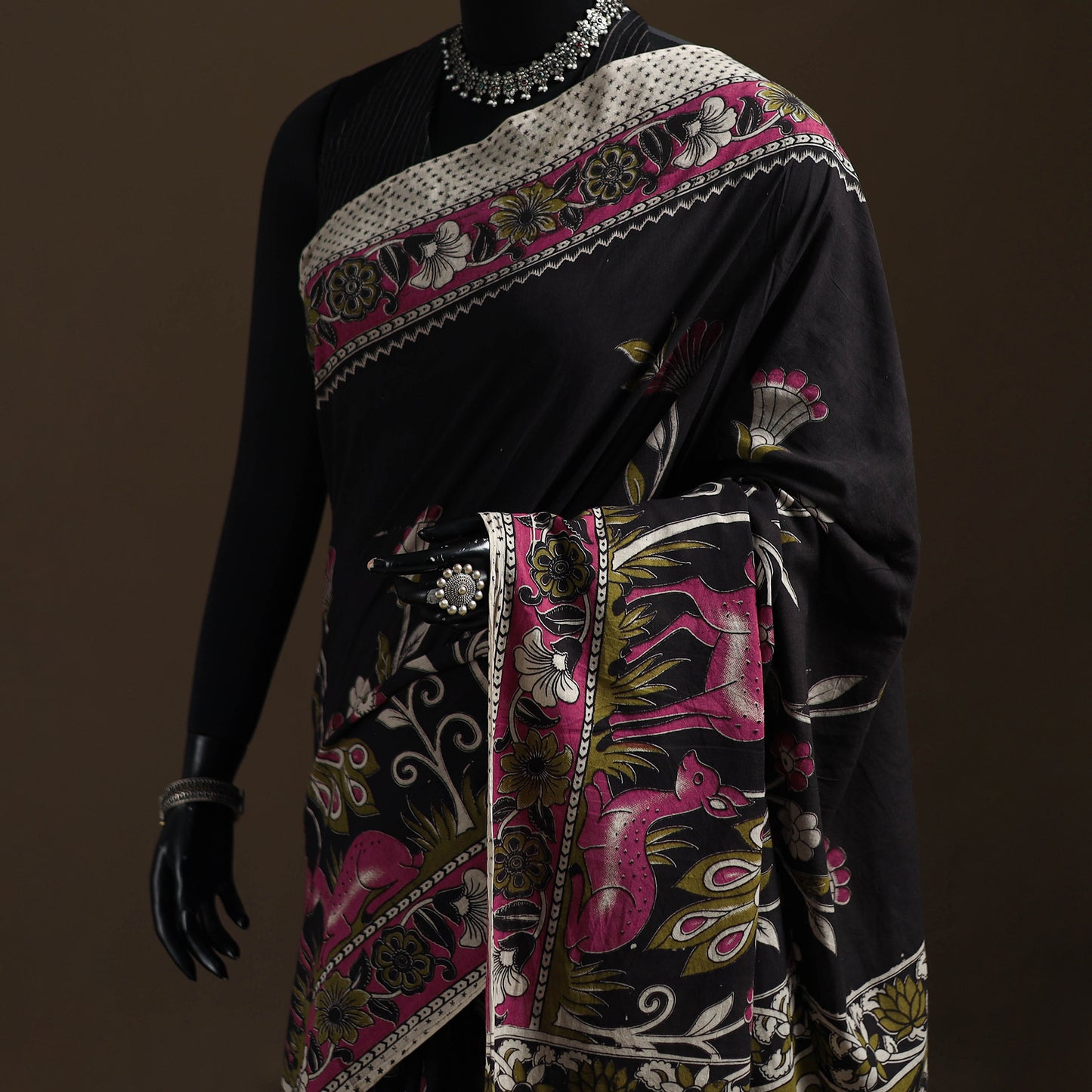 Kalamkari Printed Pure Mul Cotton Saree 21
