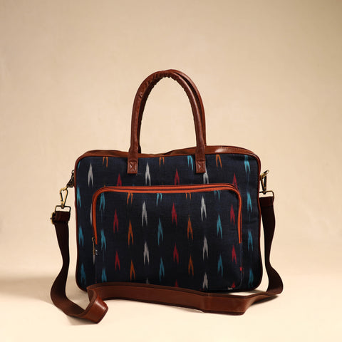 Black - Handmade Pochampally Ikat Laptop Bag 12