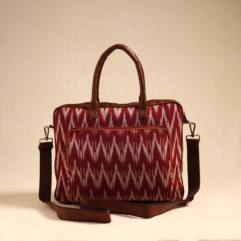 Red - Handmade Pochampally Ikat Laptop Bag 15