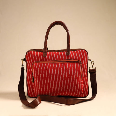 Red - Handmade Pochampally Ikat Laptop Bag 16