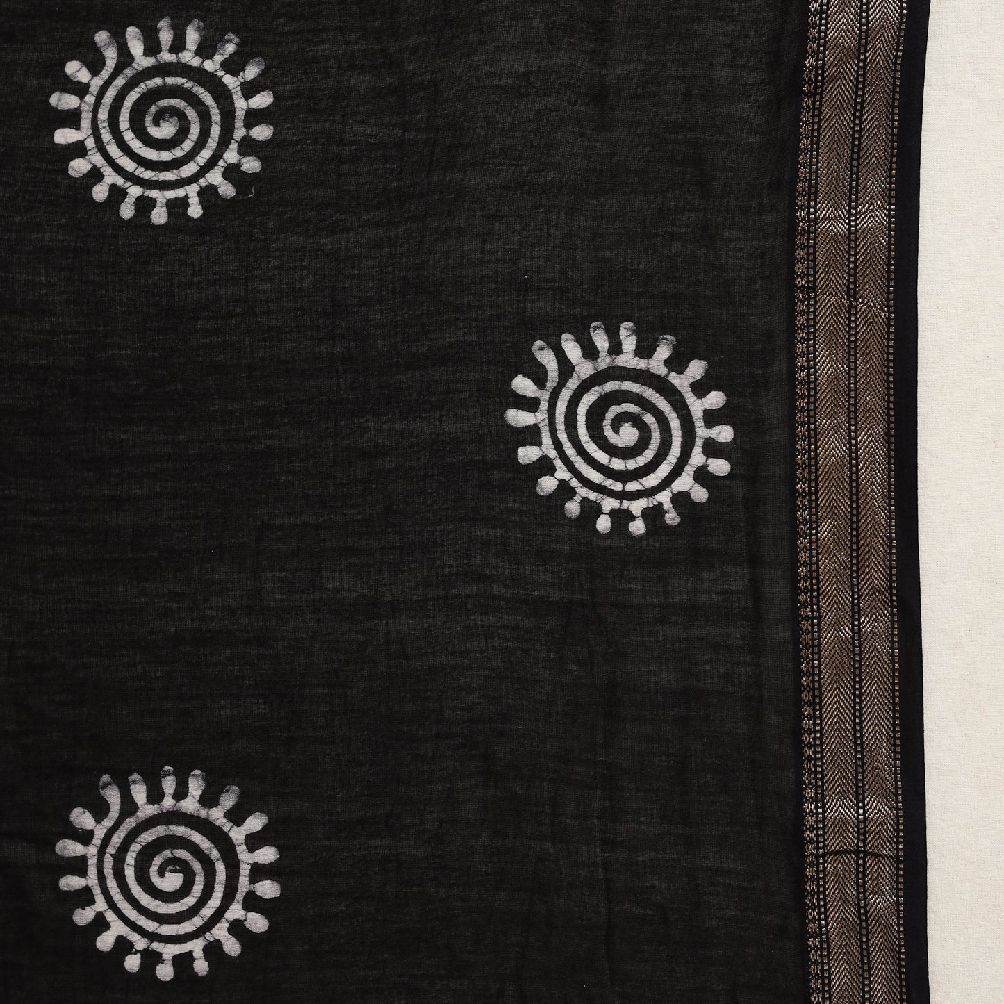 Black - Silk Cotton Hand Batik Print Saree with Blouse 01