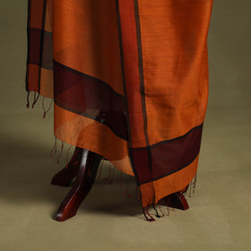 Orange - handloom silk cotton maheshwari dupatta 17