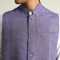 Purple - Pure Cotton Handloom Men Nehru Jacket 01