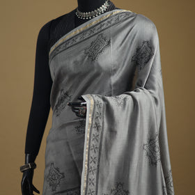 Chanderi Silk Akola Hand Block Print Natural Dyed Saree 01