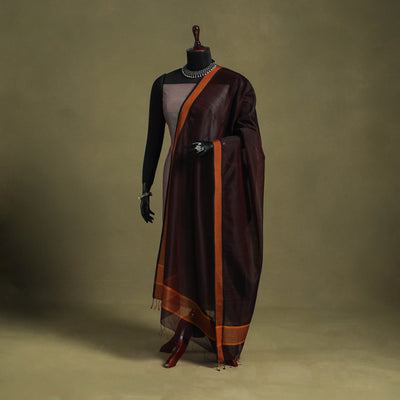 Brown - handloom silk cotton maheshwari dupatta 21