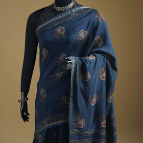 Chanderi Silk Akola Hand Block Print Natural Dyed Saree 10