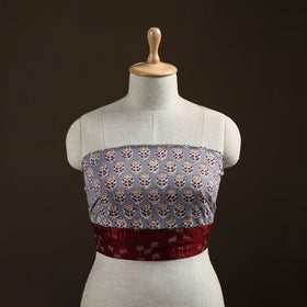 Grey - Sanganeri Hand Block Print Cotton Blouse Piece 01
