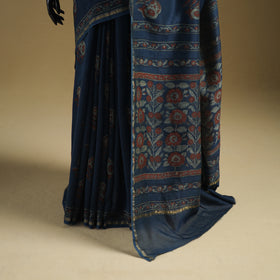 Chanderi Silk Akola Hand Block Print Natural Dyed Saree 10