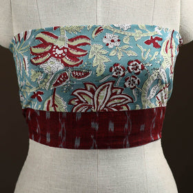 Blue - Sanganeri Hand Block Print Cotton Blouse Piece 02