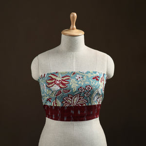 Blue - Sanganeri Hand Block Print Cotton Blouse Piece 02