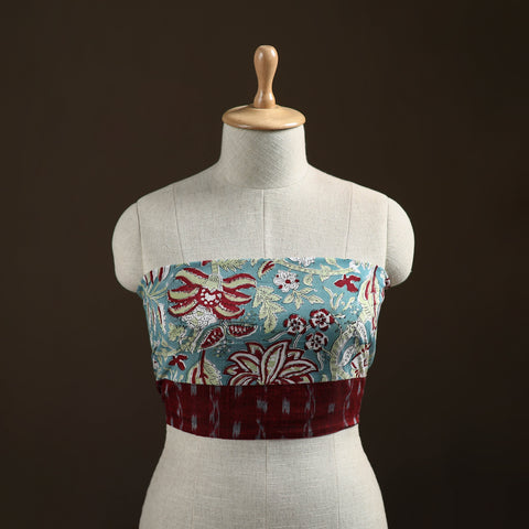Blue - Sanganeri Hand Block Print Cotton Blouse Piece 02