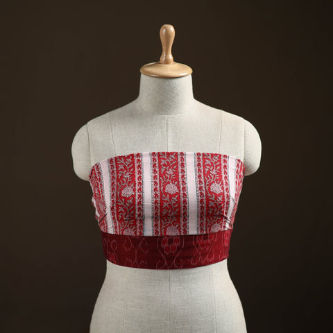 Red - Sanganeri Hand Block Print Cotton Blouse Piece 03