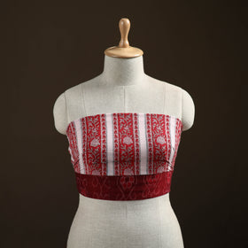 Red - Sanganeri Hand Block Print Cotton Blouse Piece 03