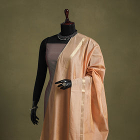 Peach - handloom silk cotton heavy tissue gold zari