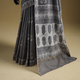 Chanderi Silk Akola Hand Block Print Natural Dyed Saree 11