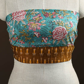 Blue - Sanganeri Hand Block Print Cotton Blouse Piece 06