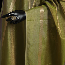 Green - handloom silk cotton heavy tissue gold zari