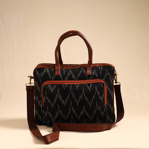 Black - Handmade Pochampally Ikat Laptop Bag 29