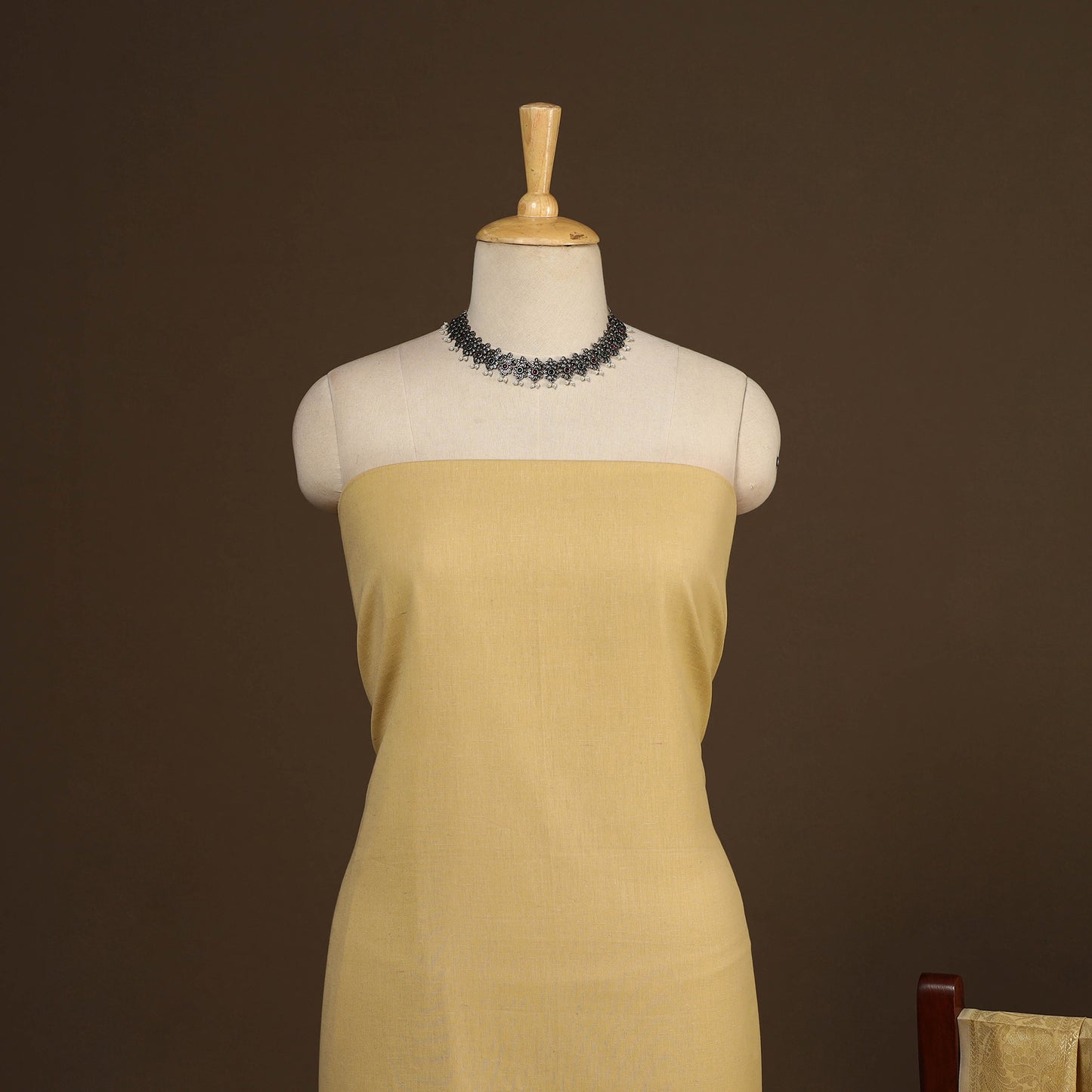 Yellow - 2pc slub silk unstitched plain dress material