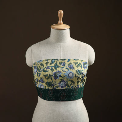 Yellow - Sanganeri Hand Block Print Cotton Blouse Piece 08